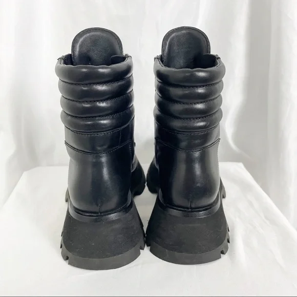 3.1 Phillip Lim Kate Lug Sole Double Zip Leather Combat Moto Boots Black Size 6